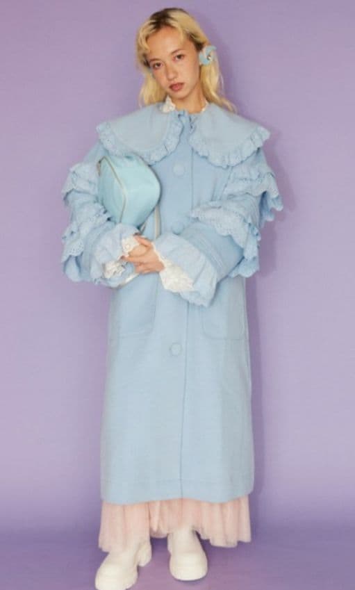 BIG COLLAR FRILL コート　Candy Stripper