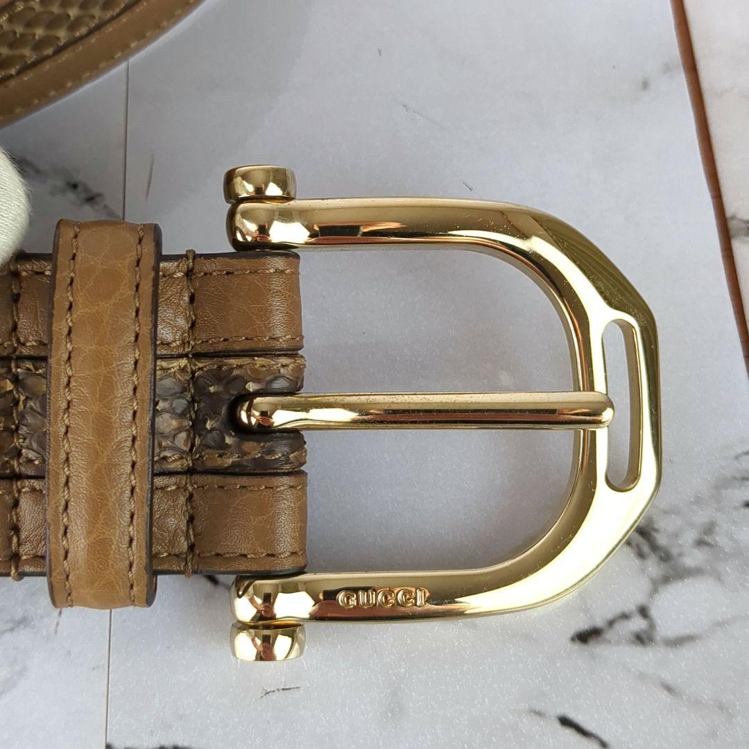 【美品】グッチ☆パイソン　GG柄　金金具　ベルト　メンズ