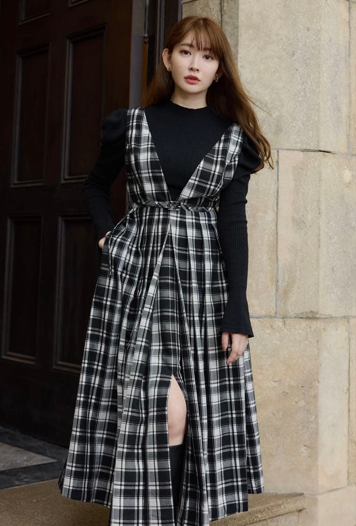 ハーリップトゥ　Classic Plaid Jumper Dress