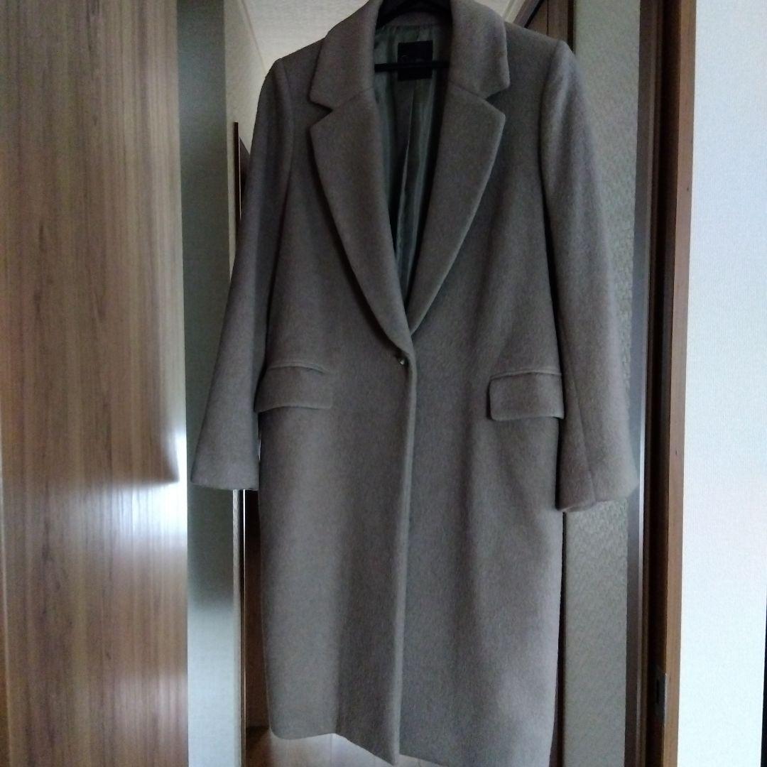 【クリーニング済】ROSSO　グレージュ チェスターコート シングルボタン