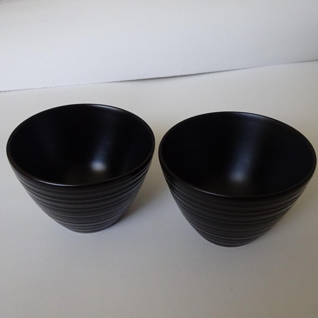 木曽漆器　伊藤寛司商店　デザートカップ　総黒塗（筋入）　2個