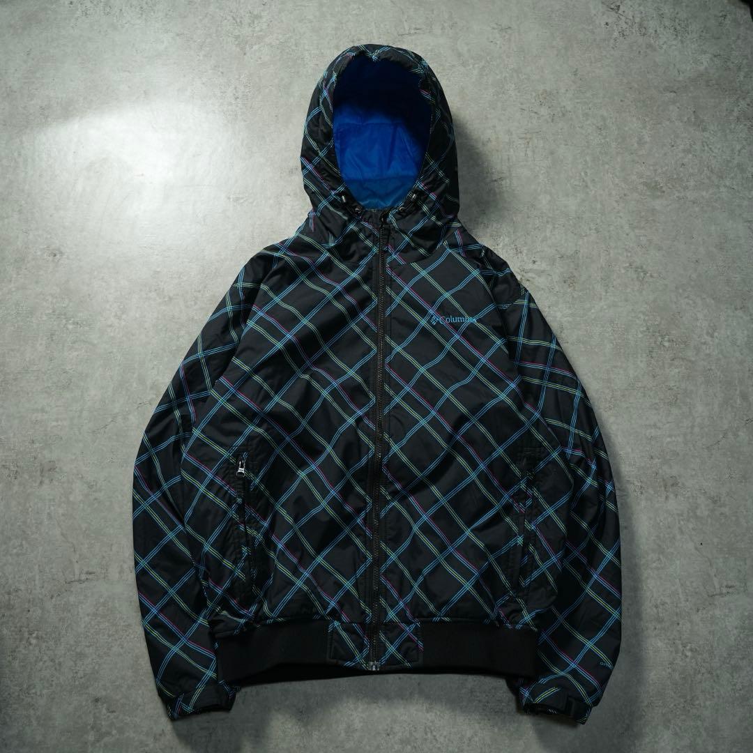 y2k Columbia パフボンバージャケット チェック柄 短丈 ブラック