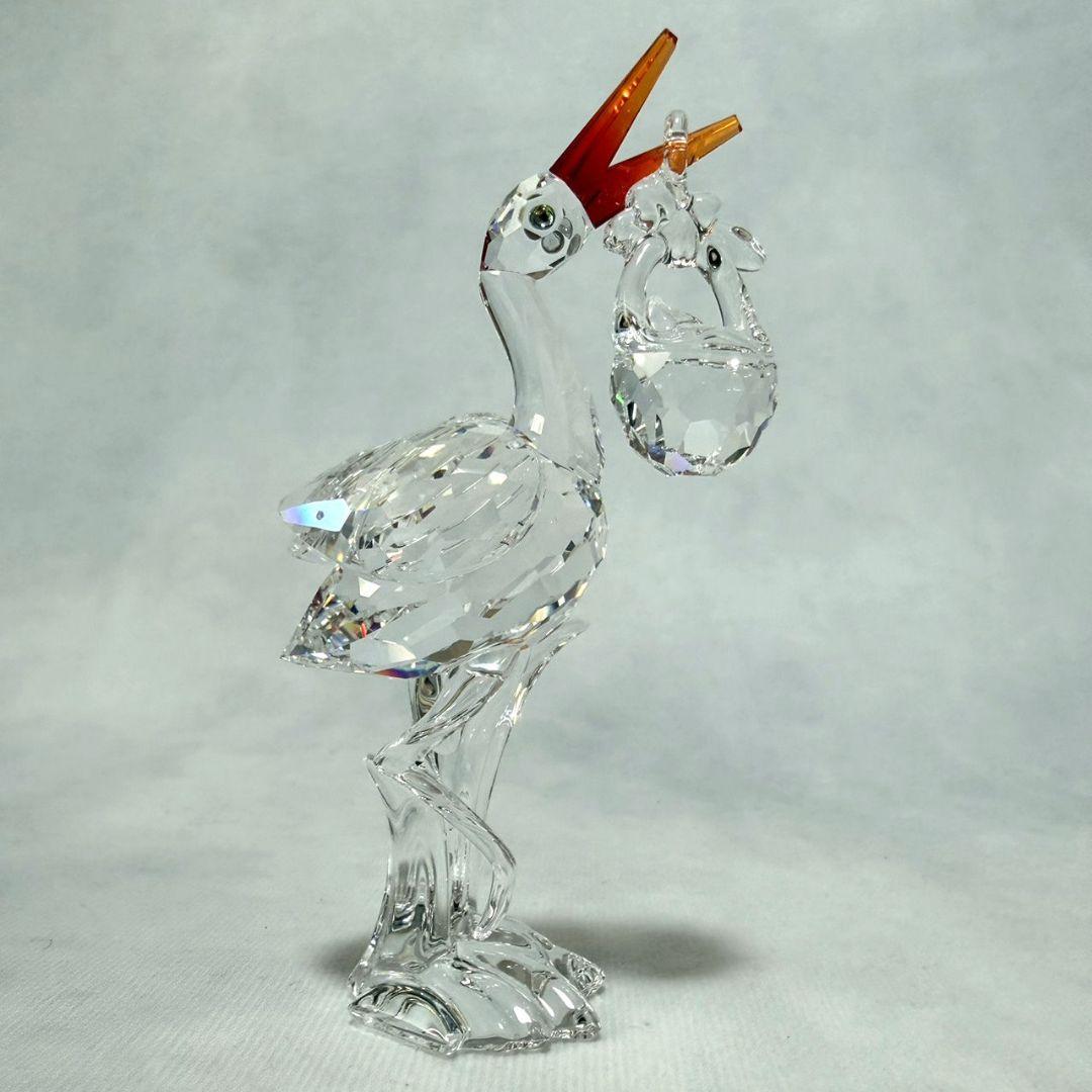 美品☆スワロフスキー コウノトリと赤ちゃん フィギュリン 箱・証明書付