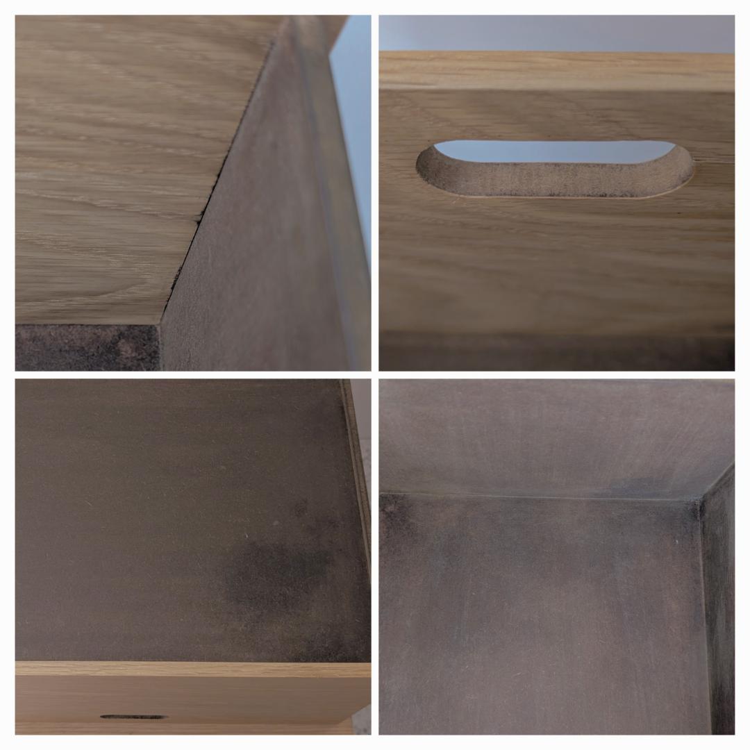 USED MUJI スタッキングチェスト 2個セット オーク材 引出 連結ピン付