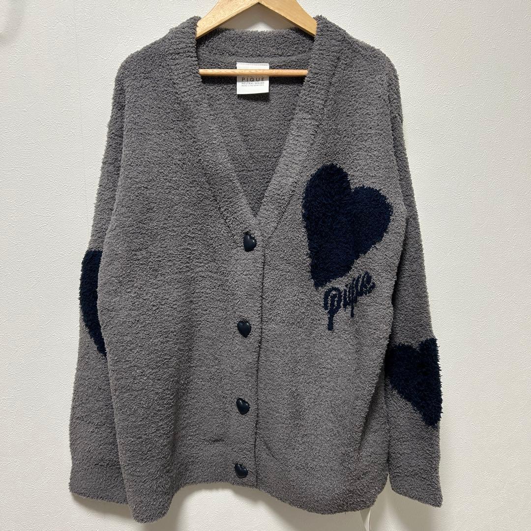 ジェラートピケ　ハート　カーディガン　ルームウェア　メンズ　レディース