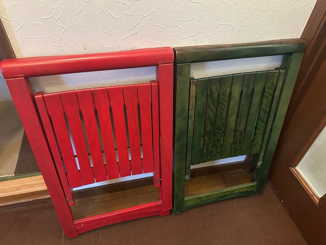 北欧トルステン1950年代風　ビンテージ木製折りたたみ椅子(赤と緑の2色)