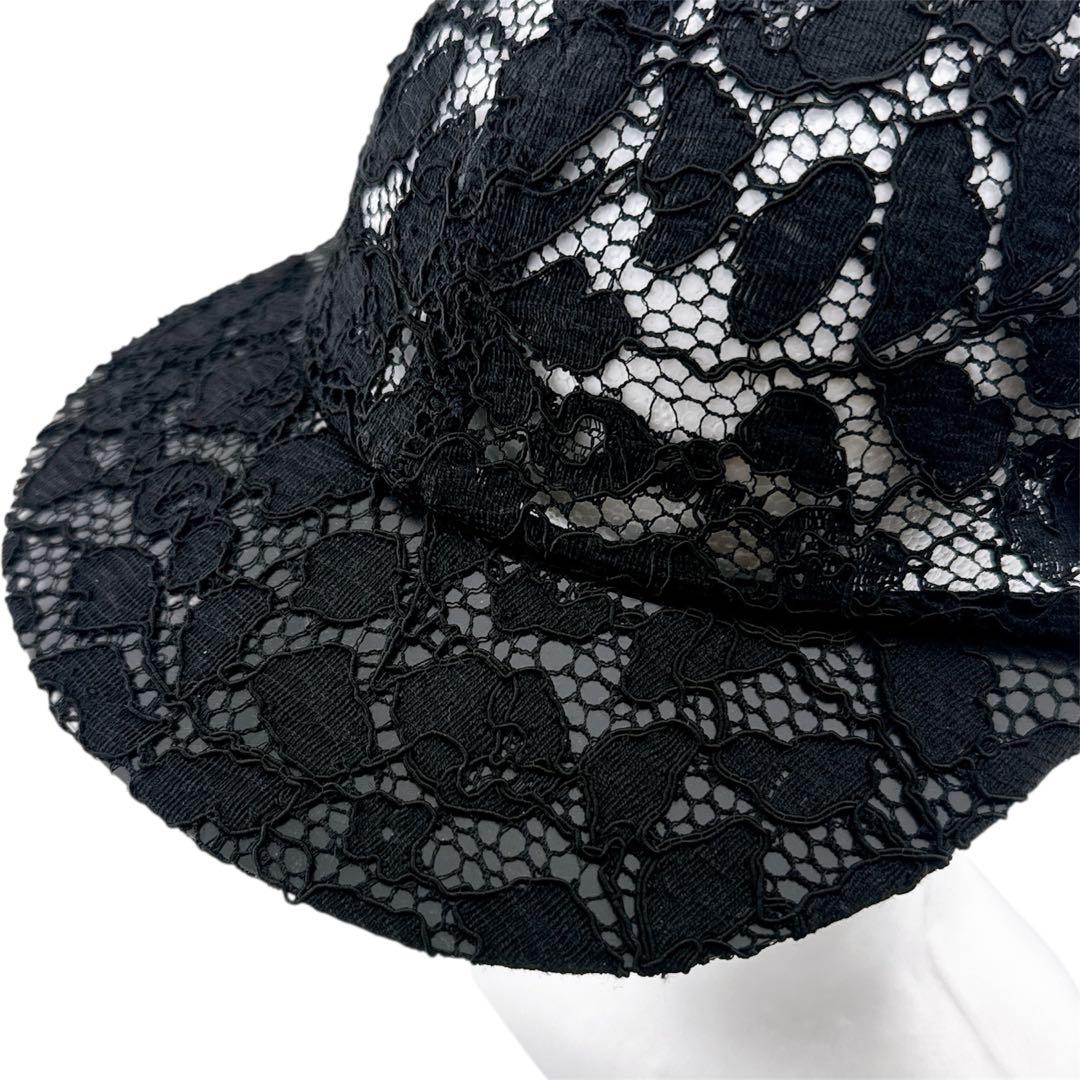 美品◇シャネル レース ココマーク 21M キャップ 帽子 ブラック Lサイズ