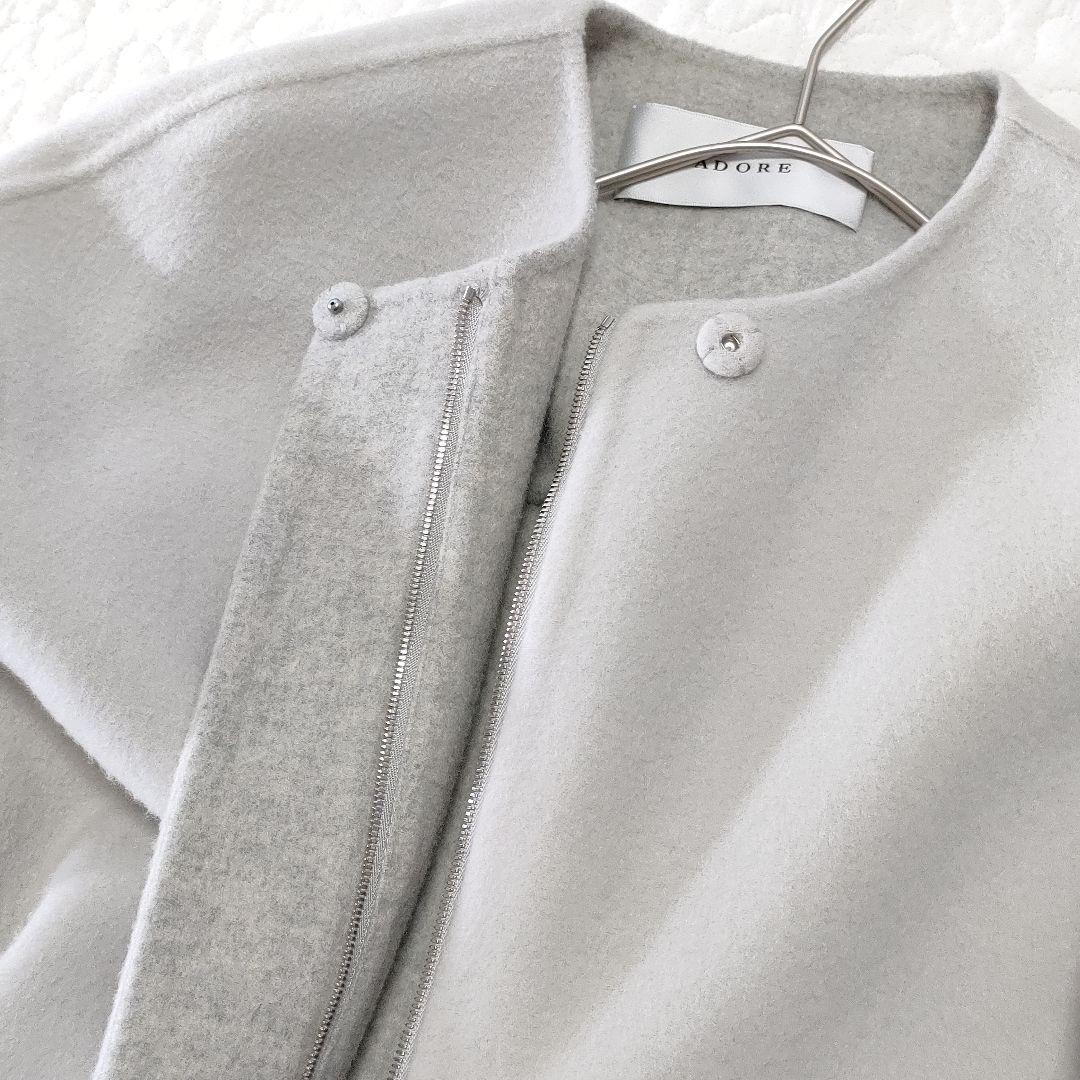 美品✨ADORE　カシミヤ混　ベストジャケット付きノーカラーリバーコート　グレー
