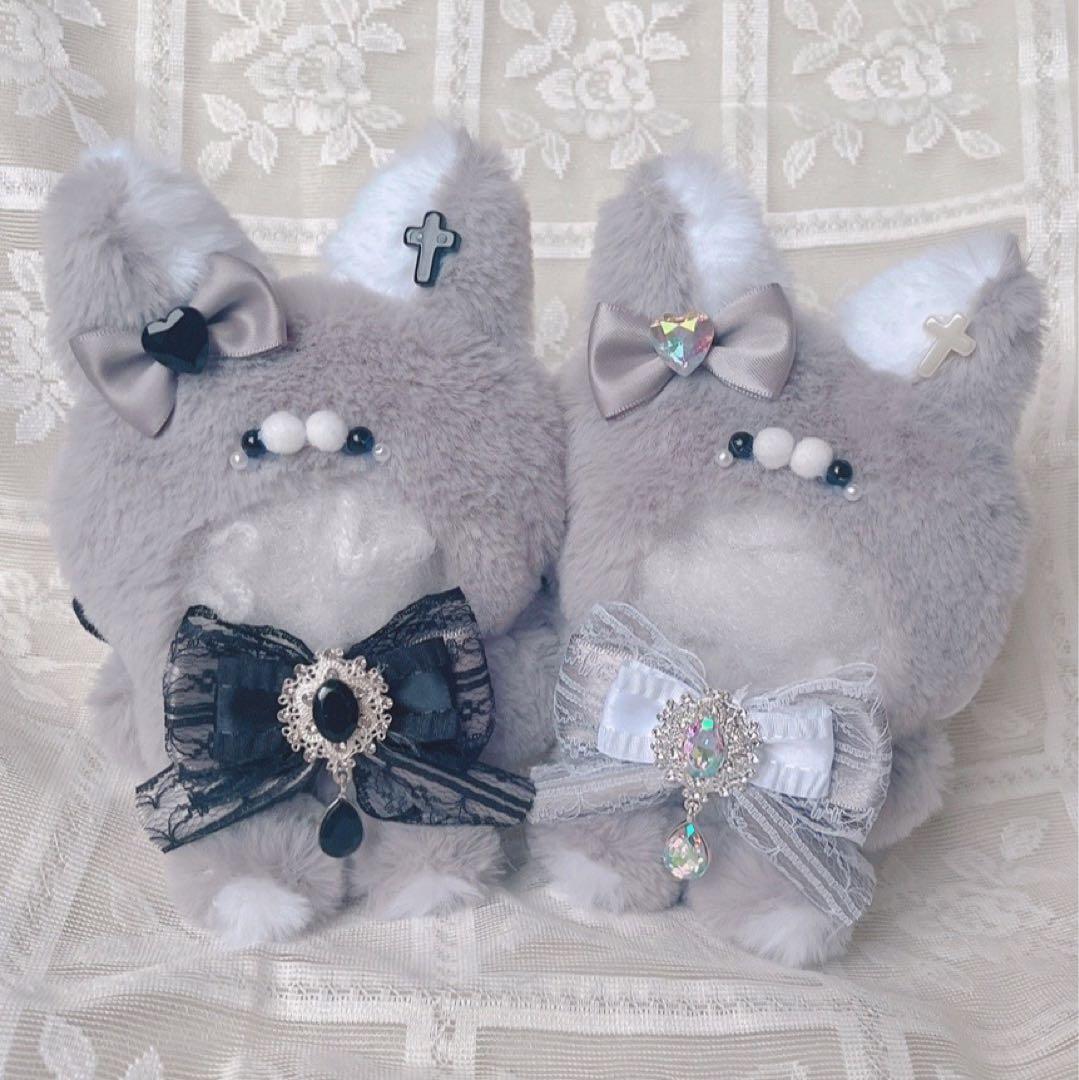 b177 ぬい服 12cm ちびぐるみ 着ぐるみ おすわり 顔付 グレー狼セット