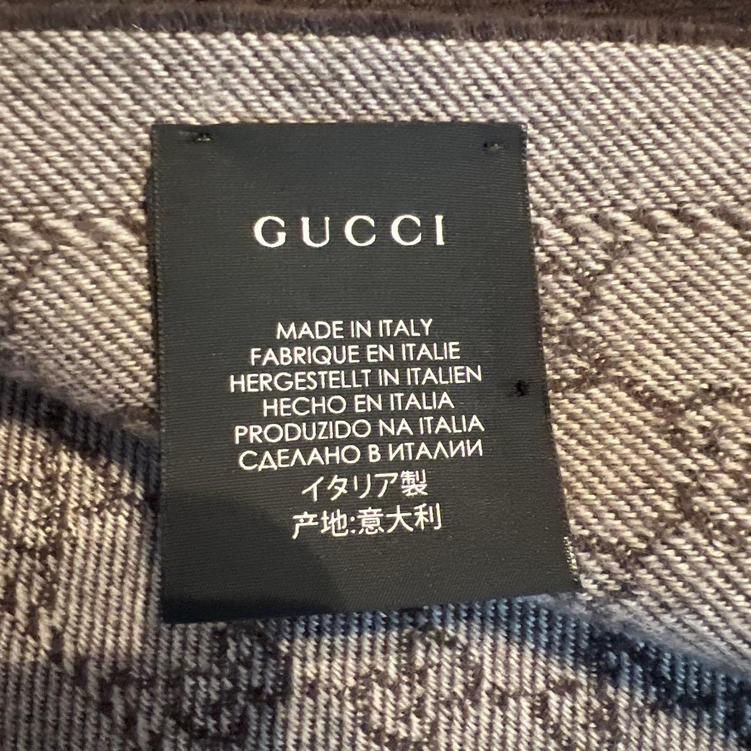 GUCCI グレー マフラー ウール混紡