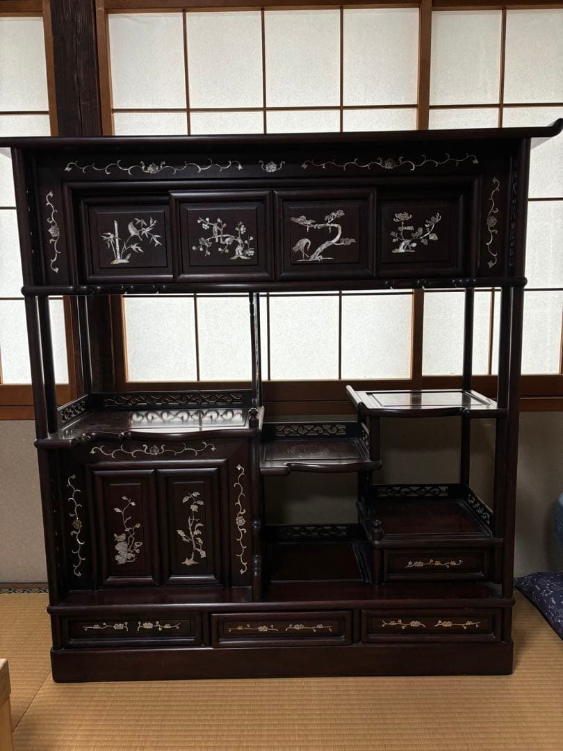 昭和レトロ　螺鈿細工　飾り棚