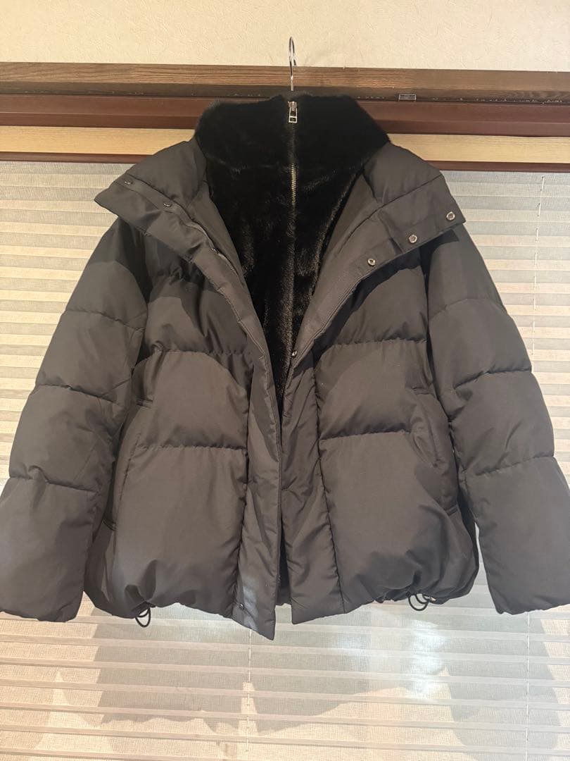 Arpege storyファーフード付きMINOTECH中綿コート ブラックS