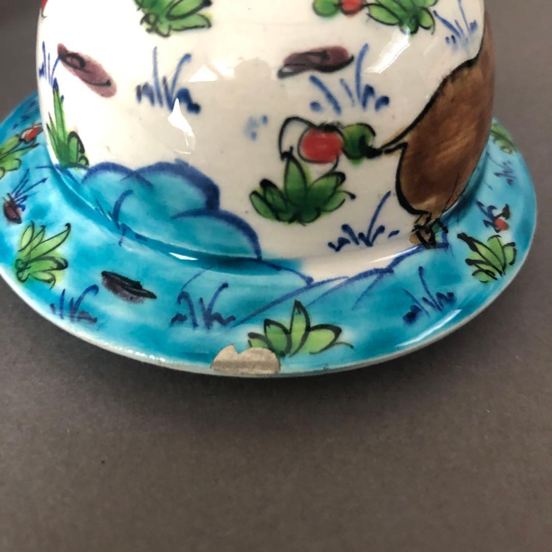 トルコ陶器　人物紋　蓋付き壺