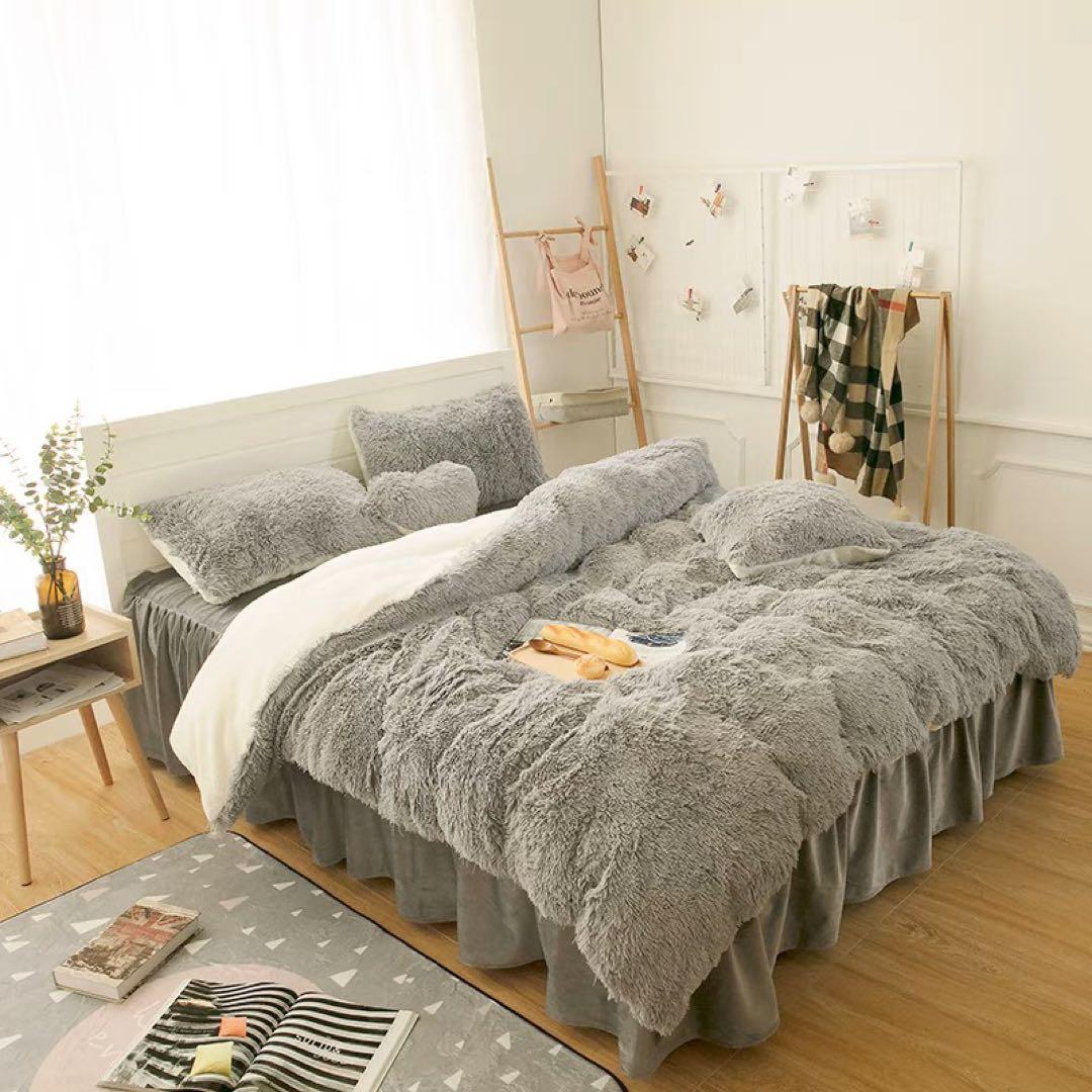 ふわふわモコモコあったか寝具カバーセット　セミダブルカバーセット（5色）