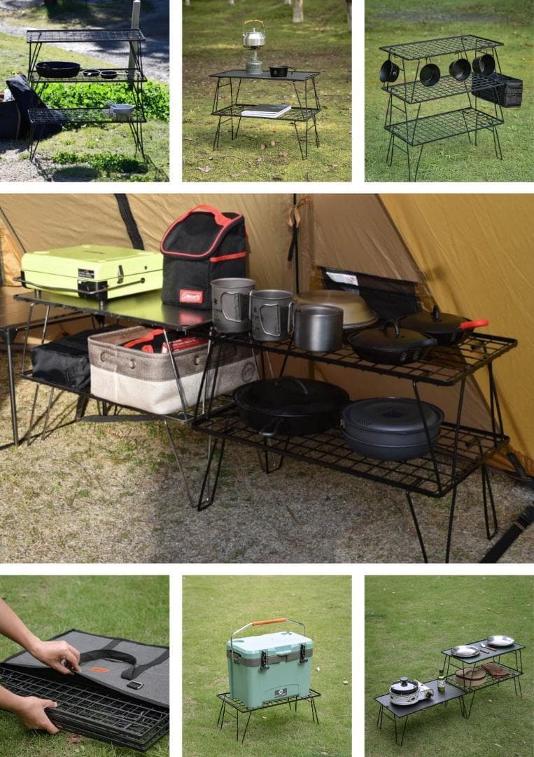 キャンピングムーン フィールドラック キャンプラック ブラック 軽量 薄型 4点