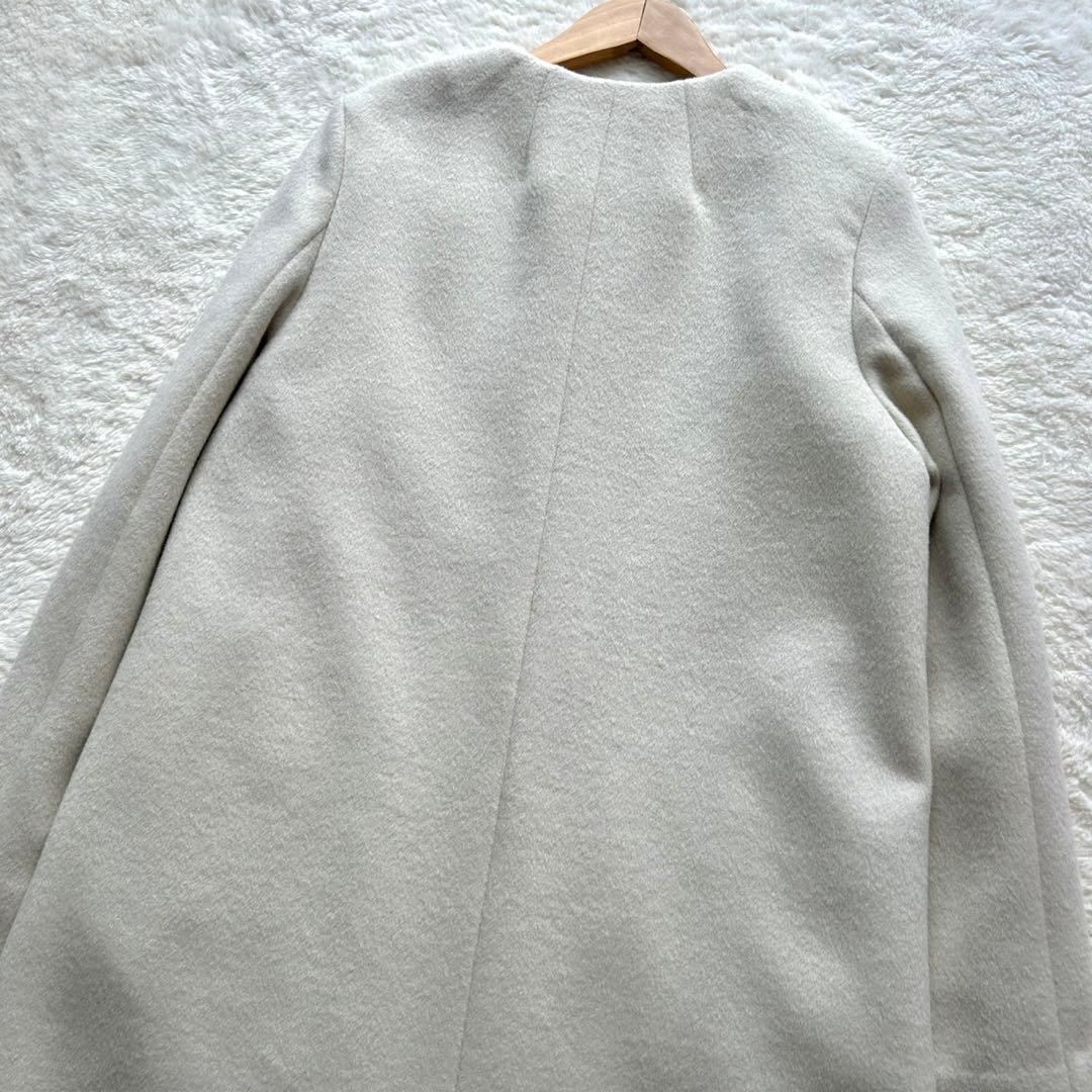 【美品】グリーンレーベル ショートビーバー ノーカラー コート カシミヤ 38