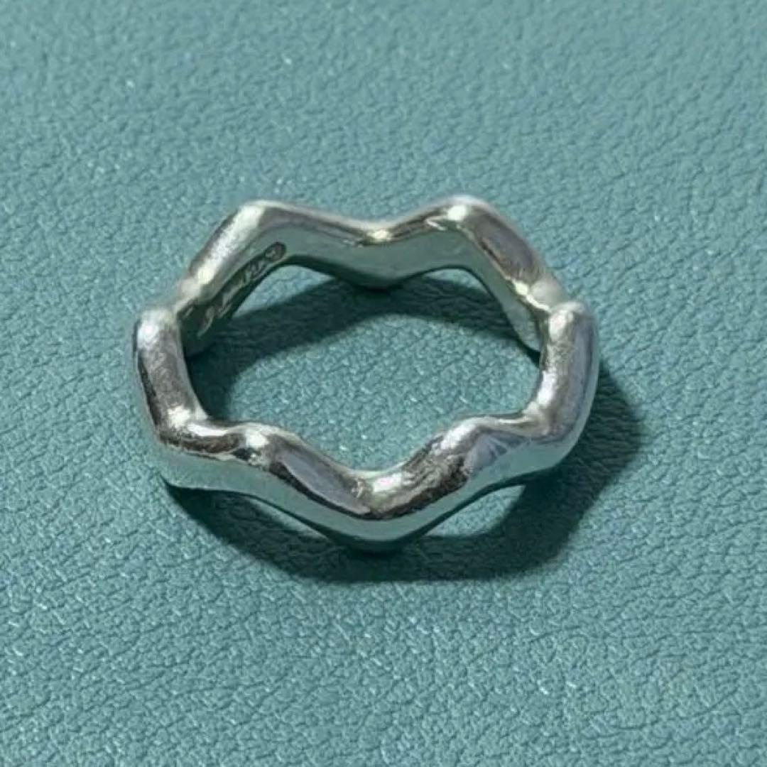 【最終価格・美品】ティファニーTiffanyジグザグウェーブリングシルバー8号
