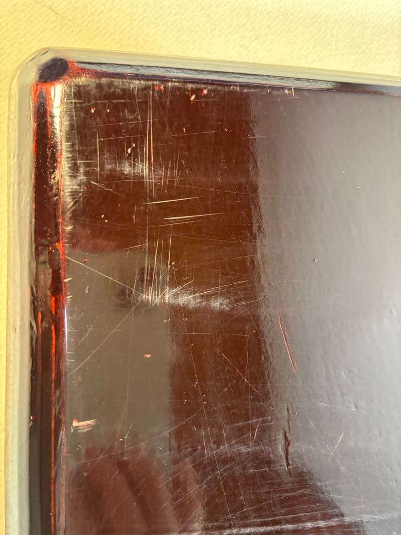 アンティーク　讃岐彫　古い松材のくり貫き角盆(四方盆)5枚セット　②