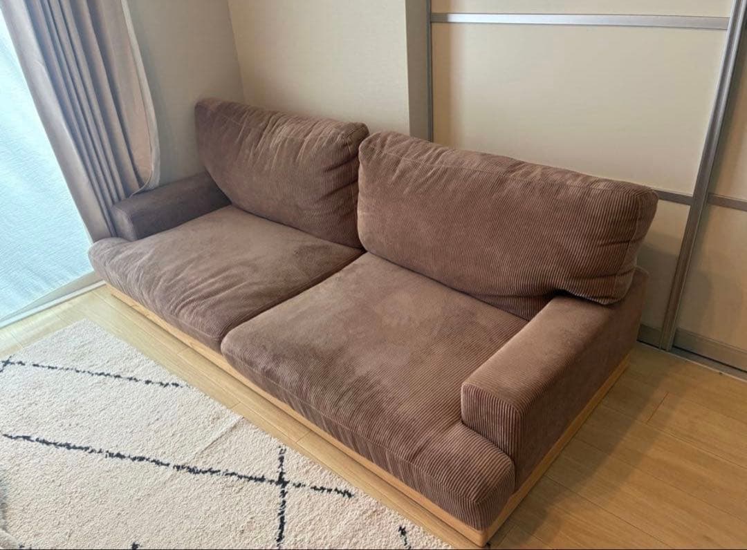 コーデュロイ 3人掛け ソファ (幅188cm)