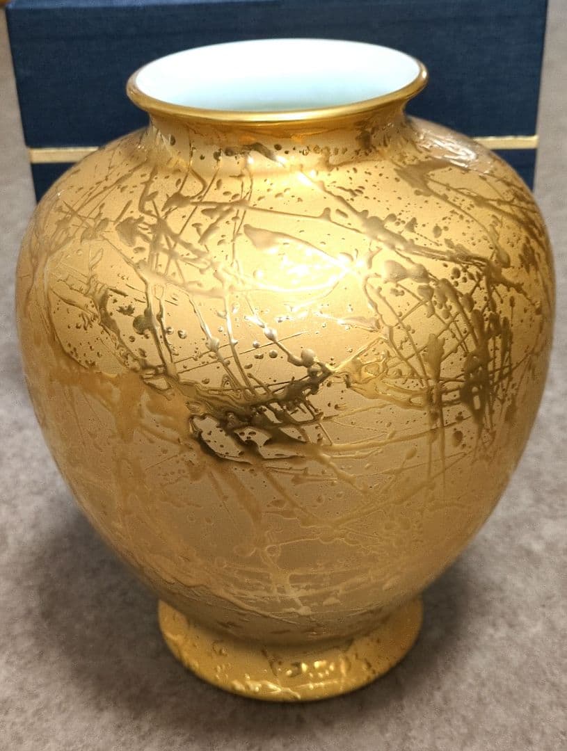 NARUMI ナルミ ボーンチャイナ 総金彩花瓶 花器 フラワーベース
