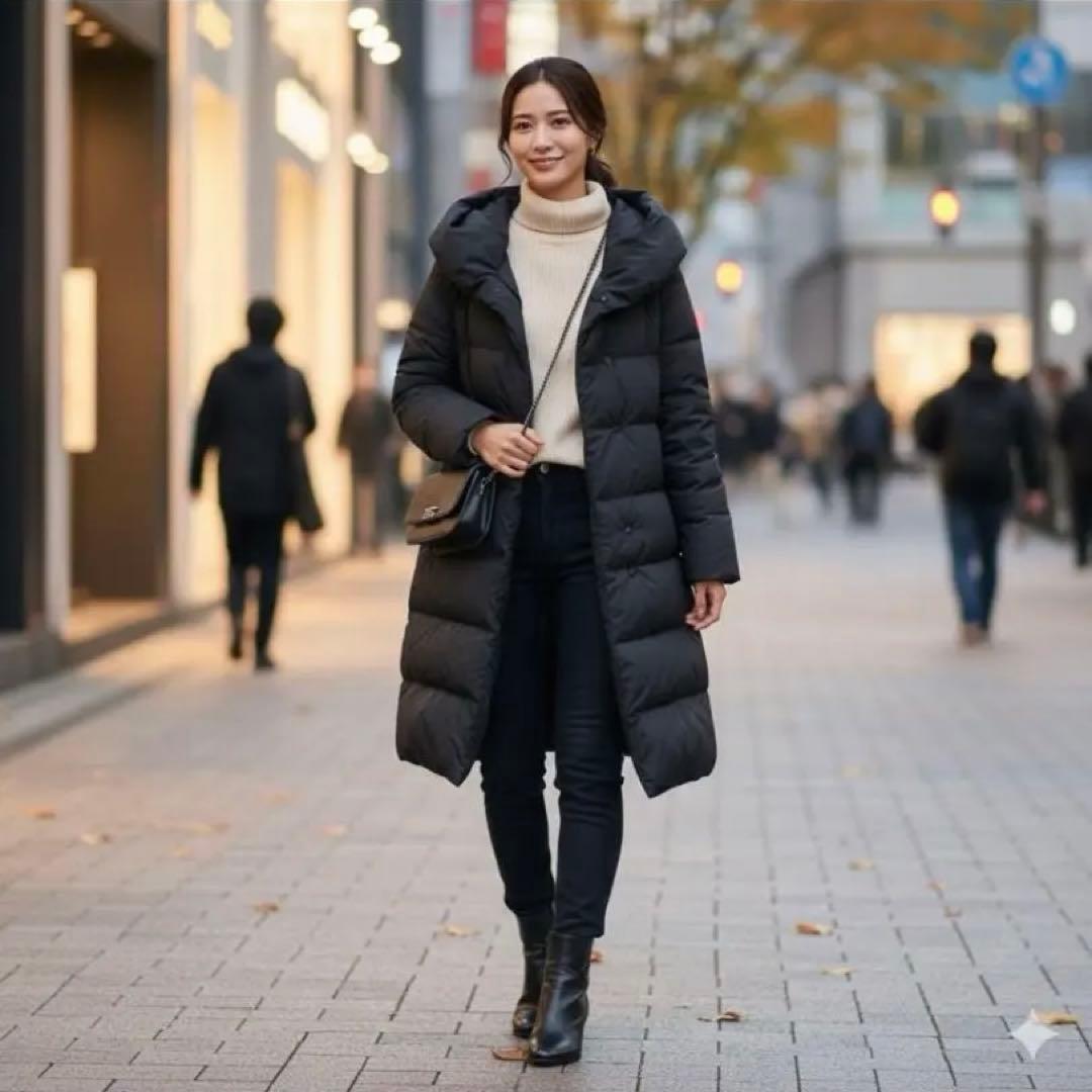 PLST ダウンジャケット 2way XXL ロング ダウンコート 黒Black