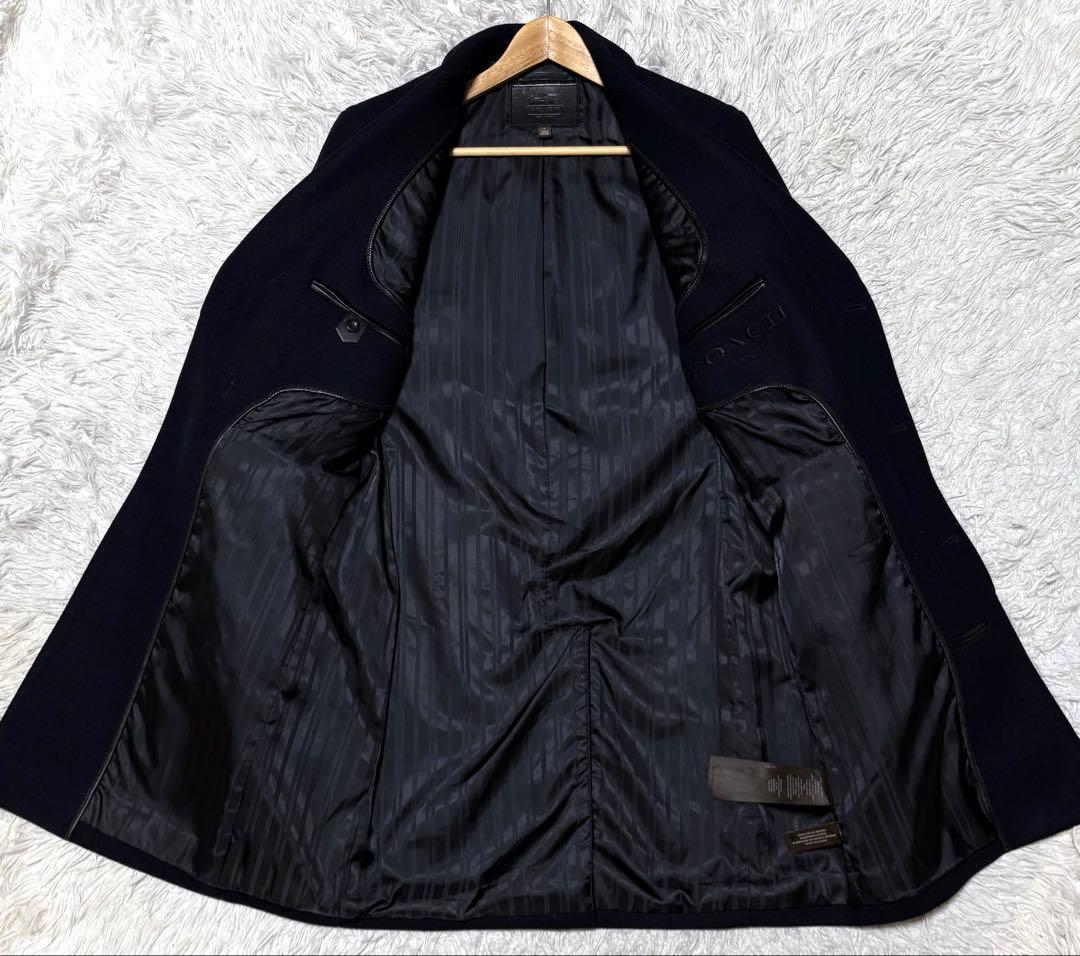 【極美品】COACH チェスターコート アンゴラ混 刺繍 革パッチ L〜XL