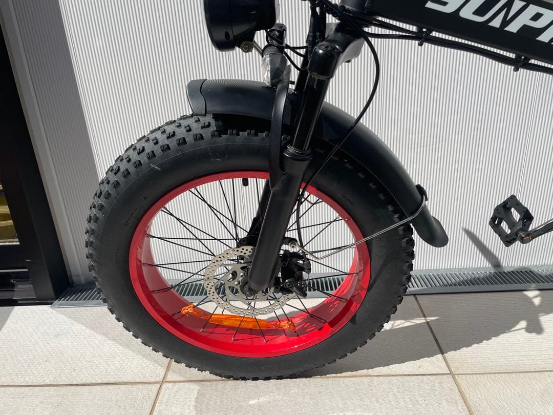 SUNPIE 電動アシスト自転車 折りたたみ式 電動自転車 走行少ない 黒/赤