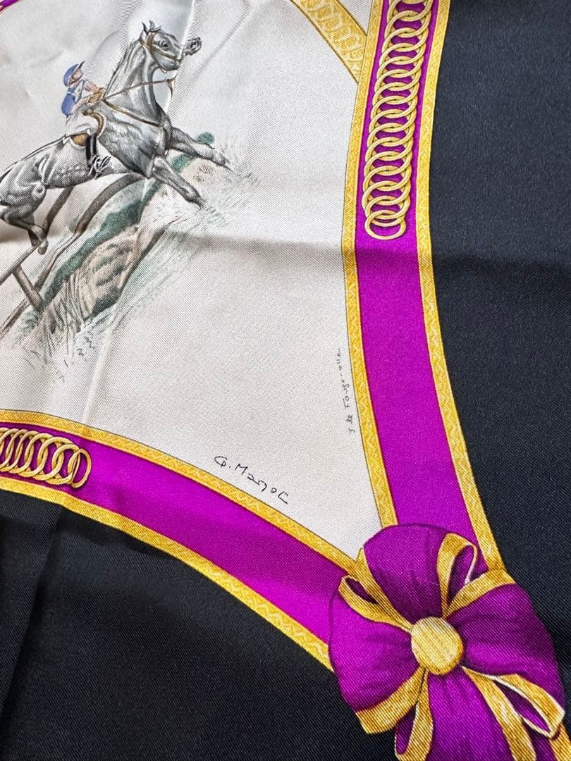 エルメス カレ90フランス国立乗馬学校 鐙の幻想 シルクスカーフ