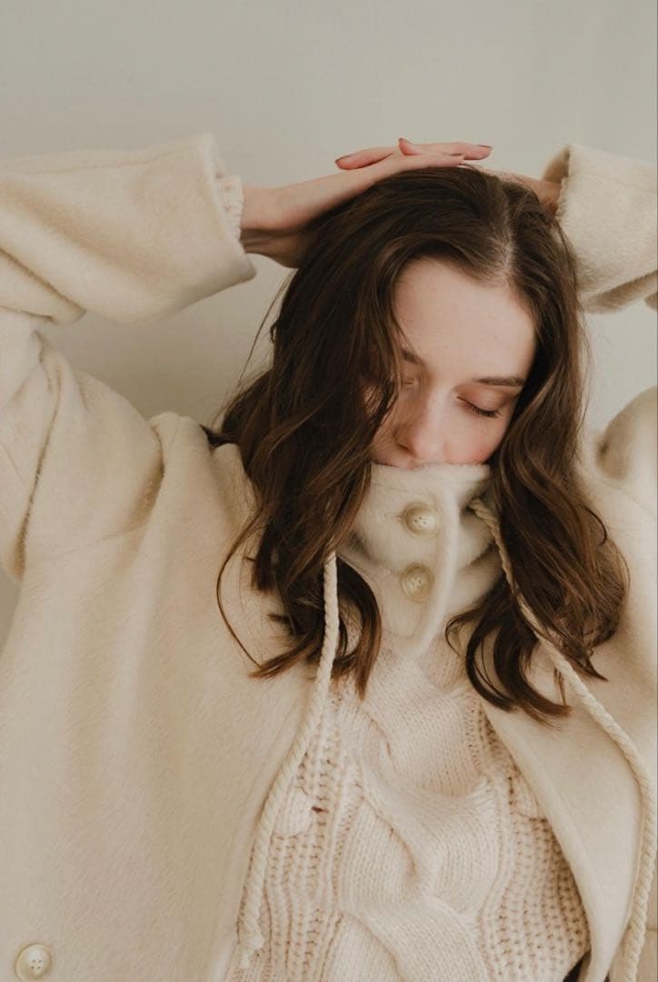 pinue ピヌエ　フード付きノーカラーコート　S 田久保夏鈴　ロングコート