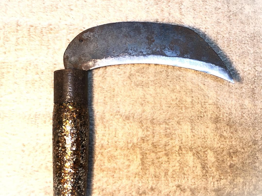【 螺鈿括れ柄鎌 】　時代品