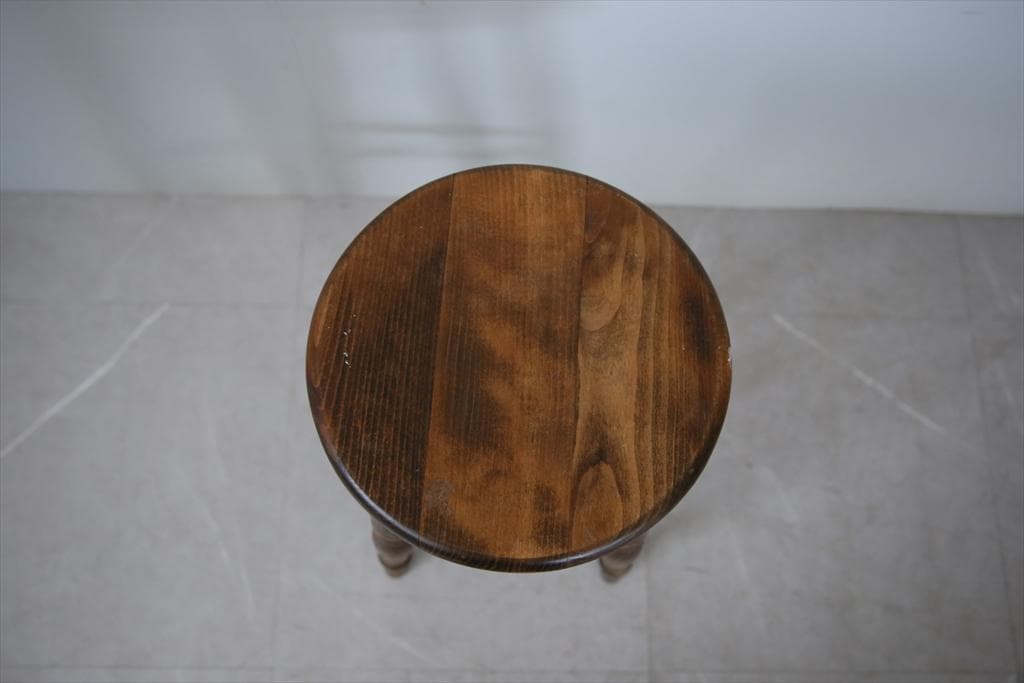 英国アンティーク木製スツール/丸椅子イス/踏み台/腰掛け/飾り棚(91-51)