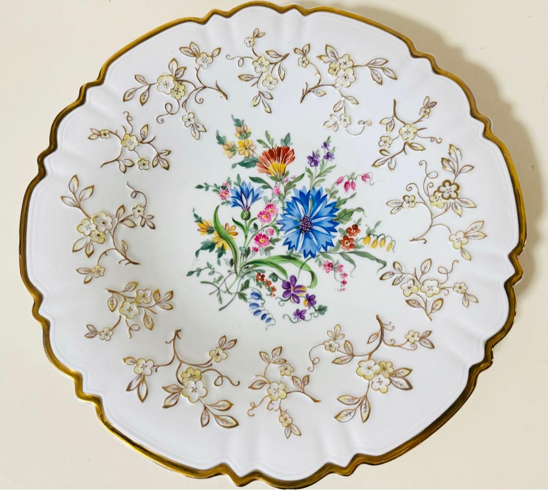 s*7様 貴重 古マイセン 金彩 装飾レリーフ飾皿 大皿 マイセン