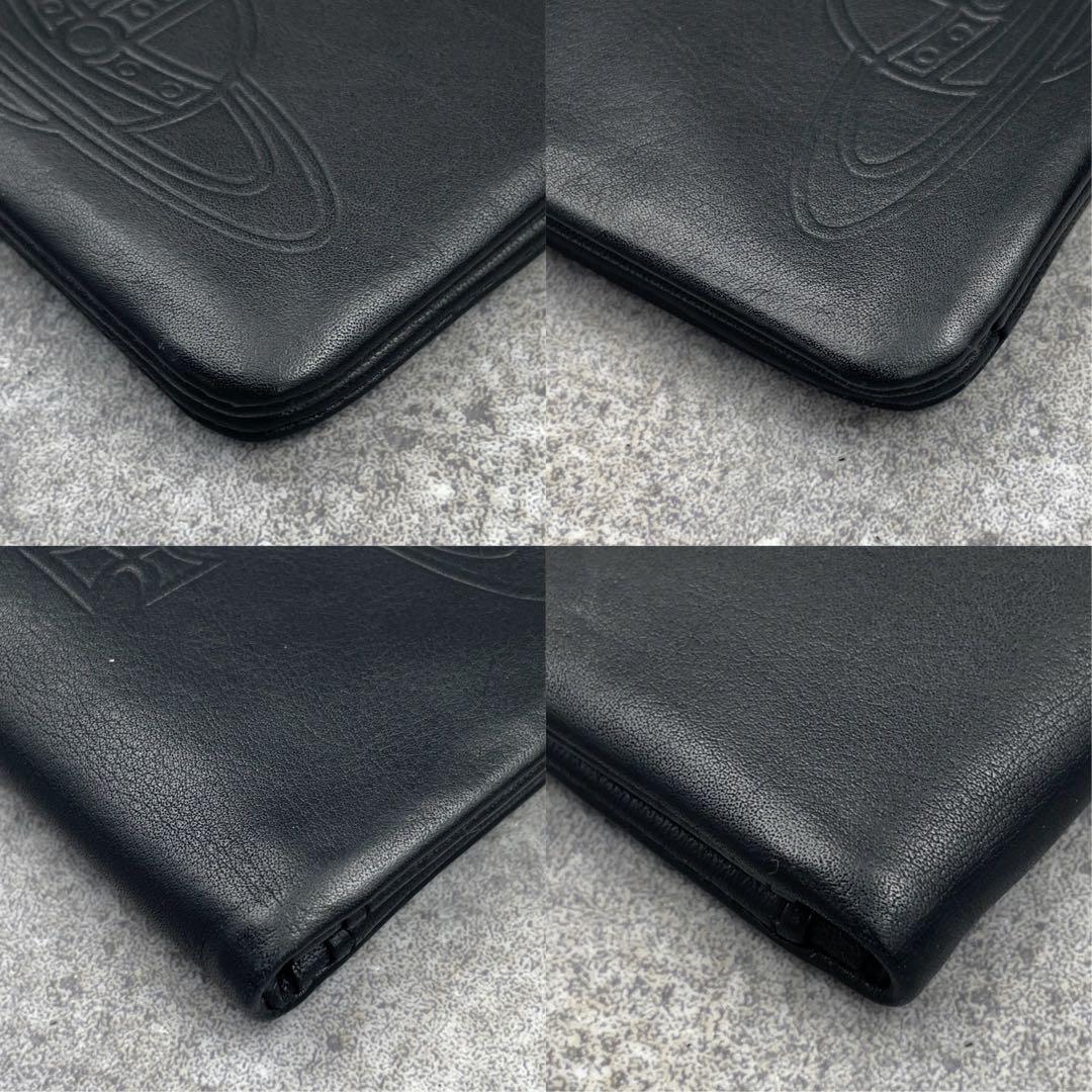 【美品】ヴィヴィアンウエストウッド 折り財布 黒 ブラック レザー