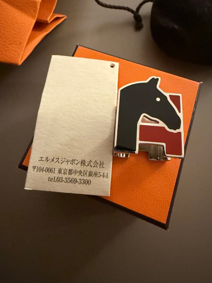 エルメス　スカーフリング　Hシュヴァル　馬　レッド　ブラック