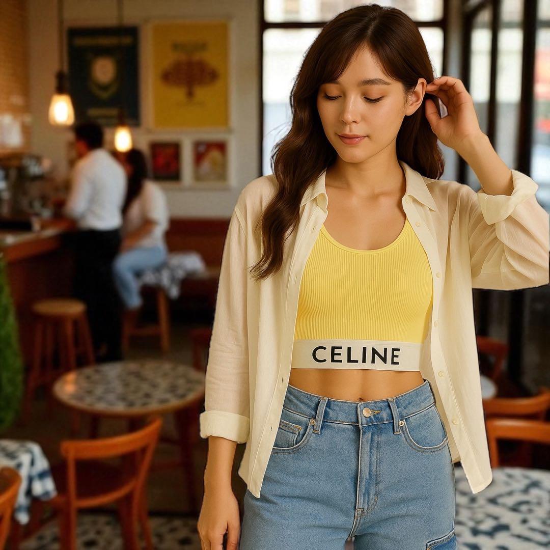 【人気カラー】CELINE セリーヌ タンクトップ XS 夏秋コーデに活躍！