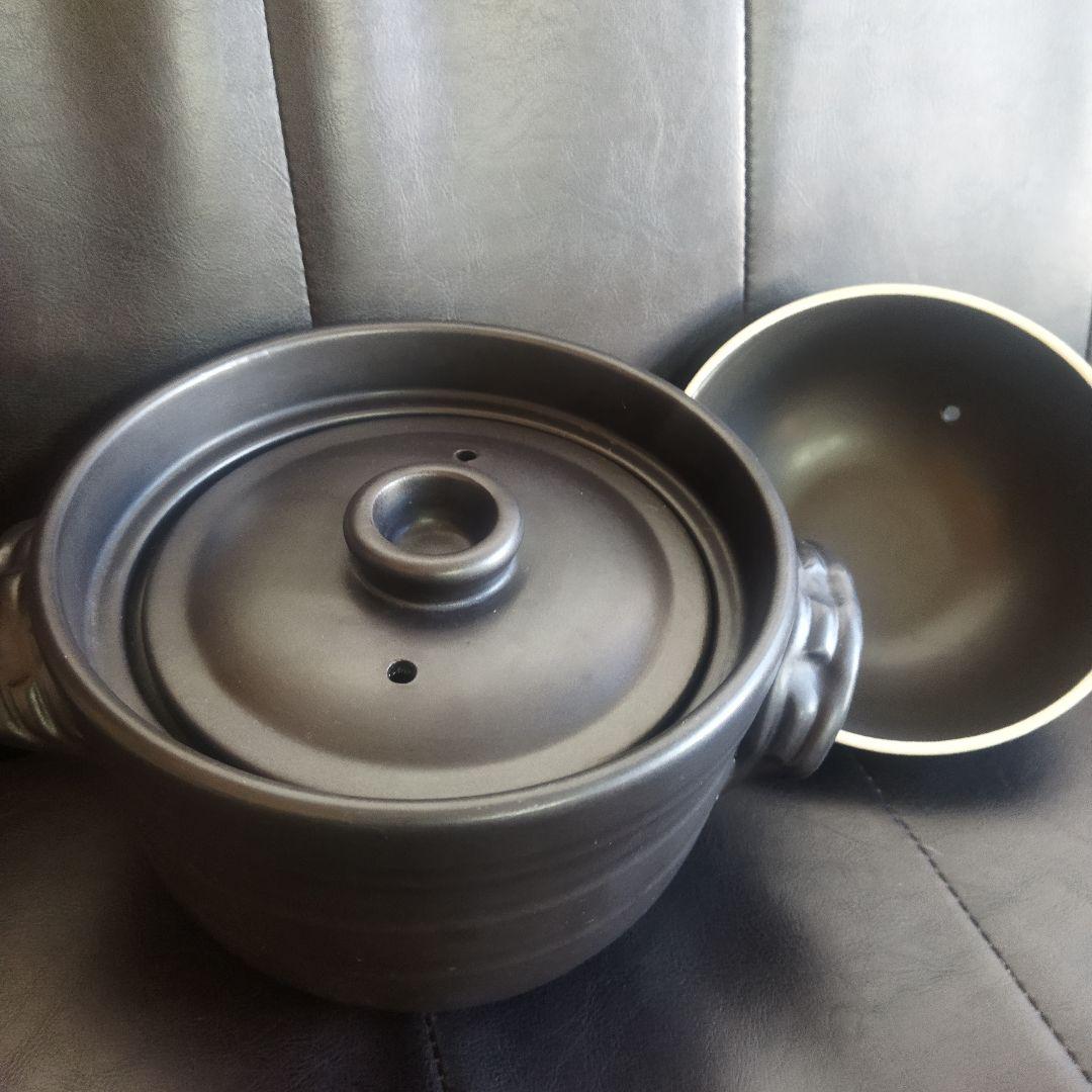 華月　大黒ごはん鍋　3合炊き　萬古焼　中古美品
