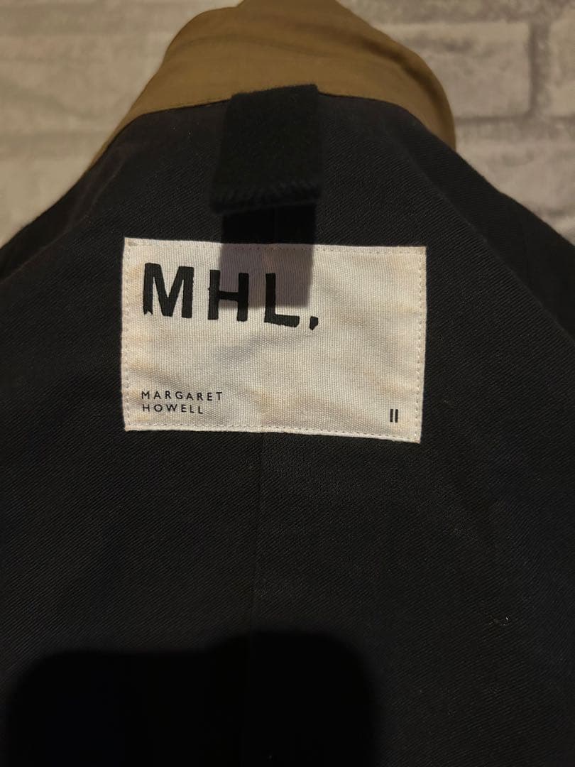 MHLオイルステンカラーコート　WAXED COTTON キャメルレディース