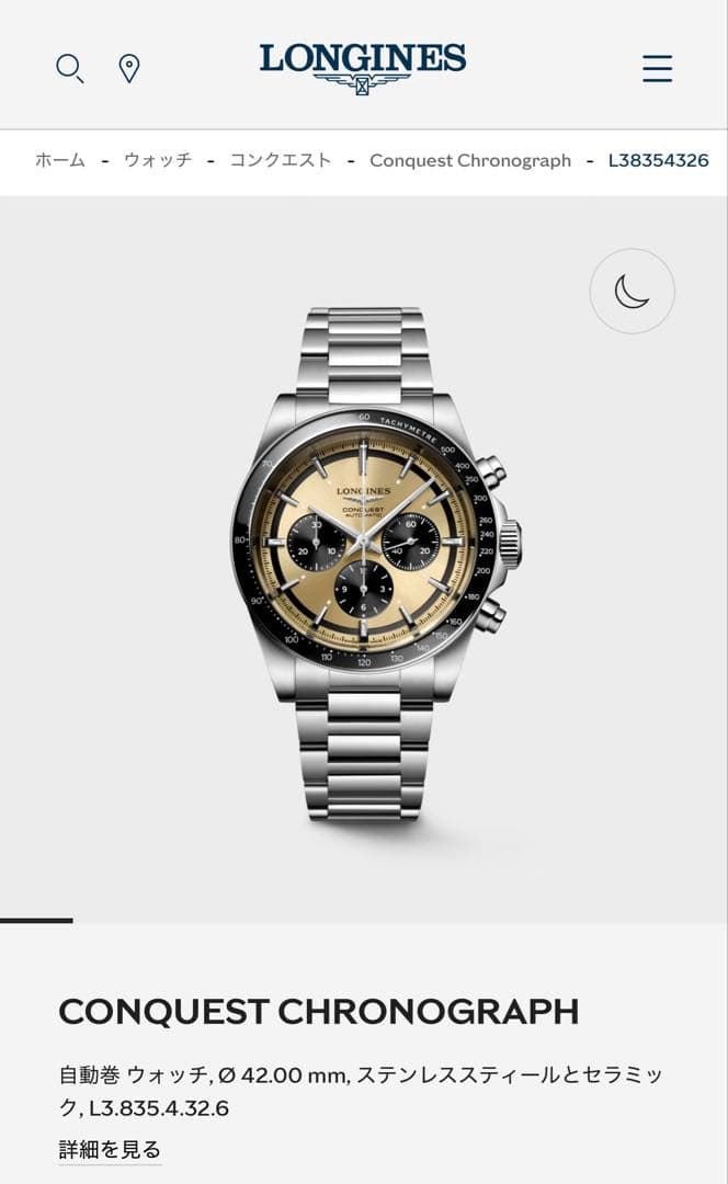 【純正】ロンジン CONQUEST クロノグラフ用 ステンレスブレスのみ42mm