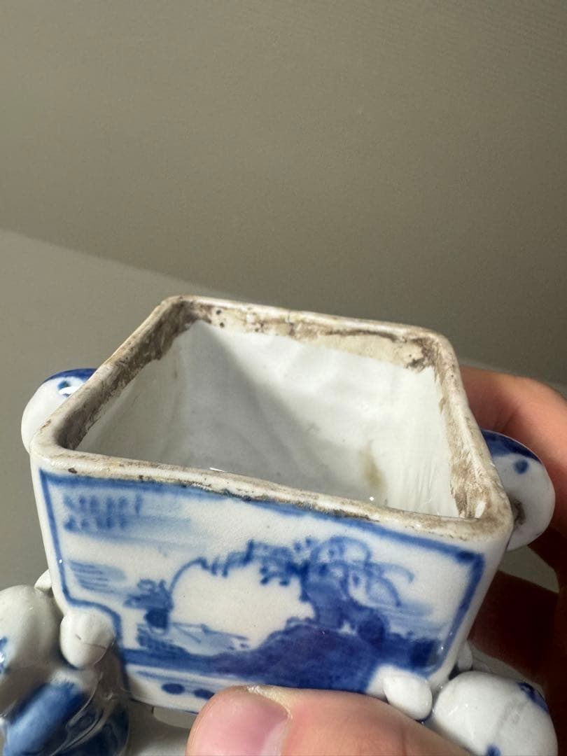 2131  骨董　『大明成化年製』銘　五童戯亀文香炉　時代物