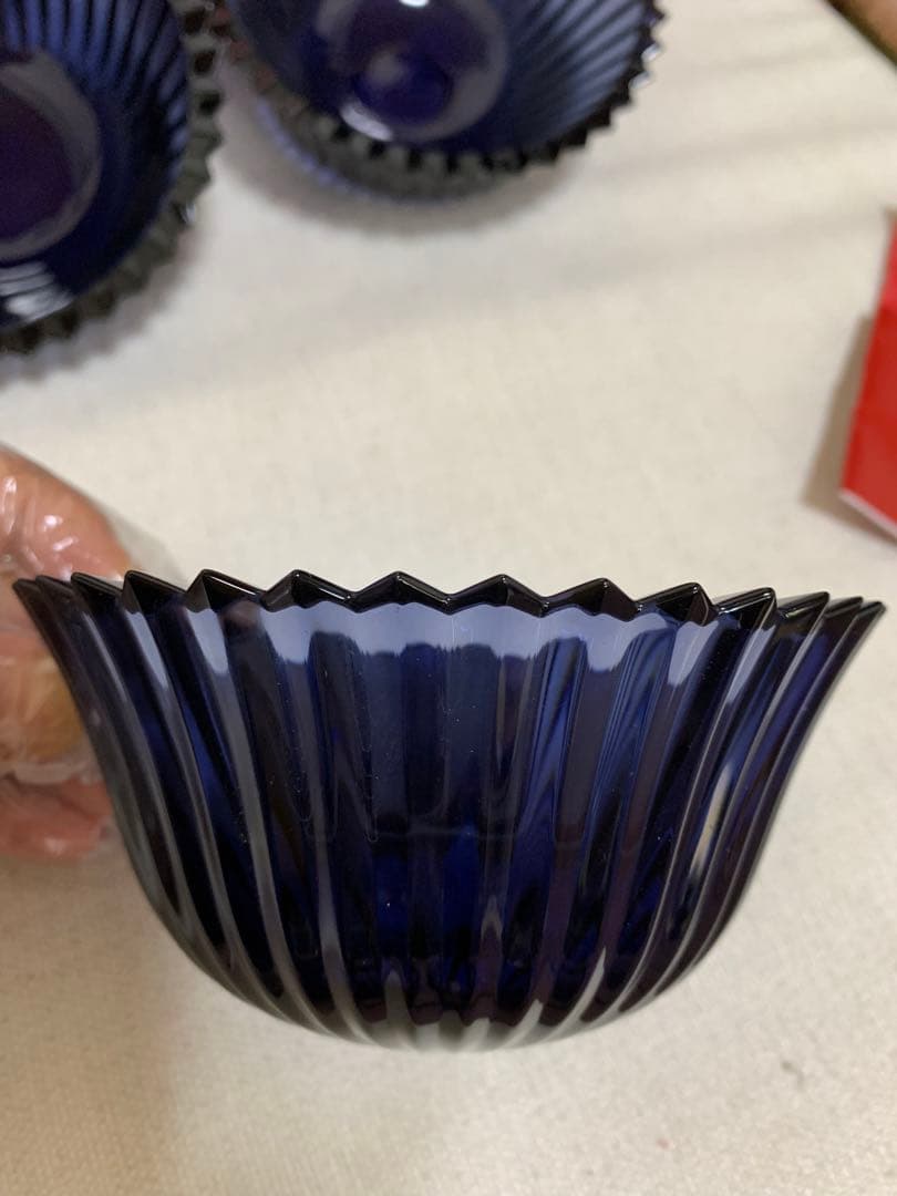Baccarat ネイビー ガラスボウル 3個セット