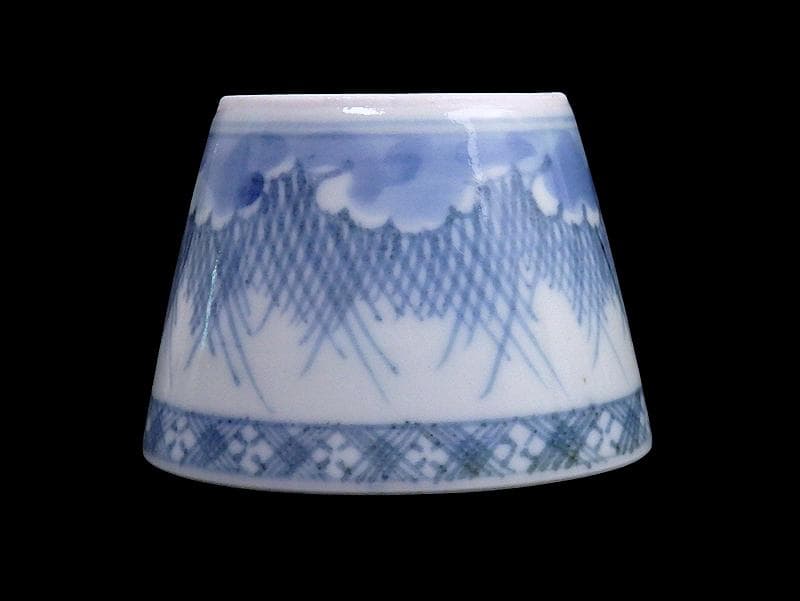 古伊万里　染付　雪輪に葦の図　蕎麦猪口　E760AS-CYl