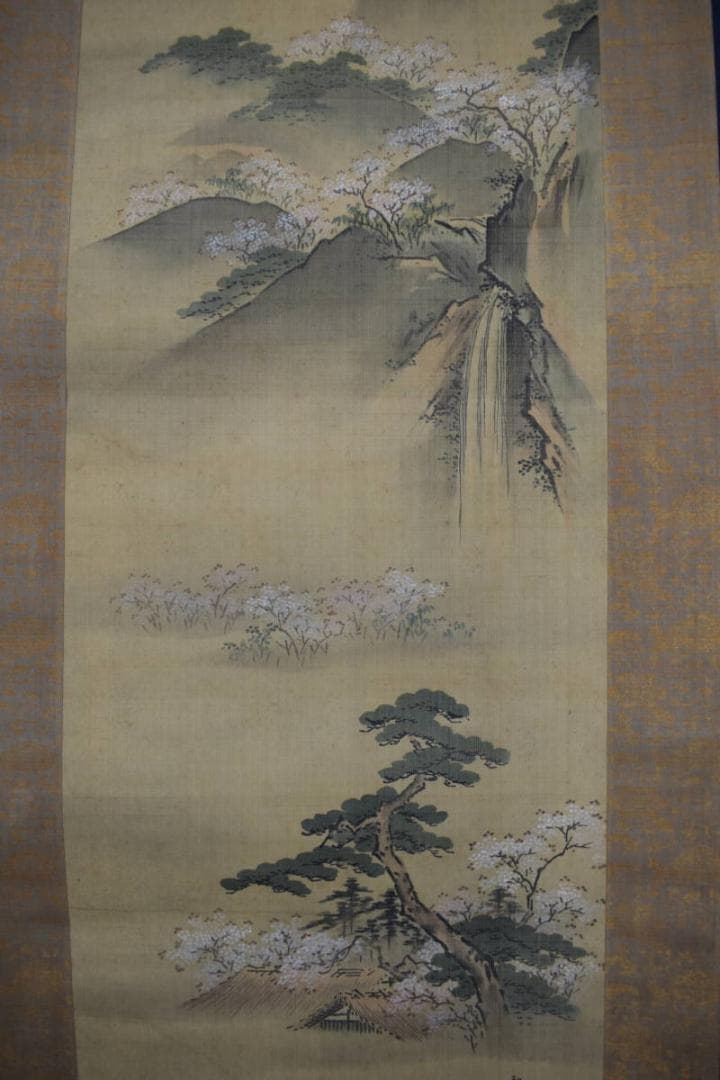 【真作】長谷川雪嶺/小野小町春秋山水図/三幅対/掛軸☆宝船☆Y-204　JM
