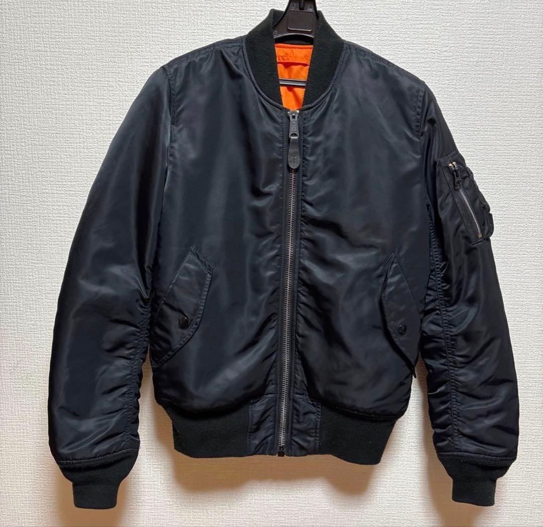 美品 アルファ MA-1 フライトジャケット 黒 S リバーシブル 中綿