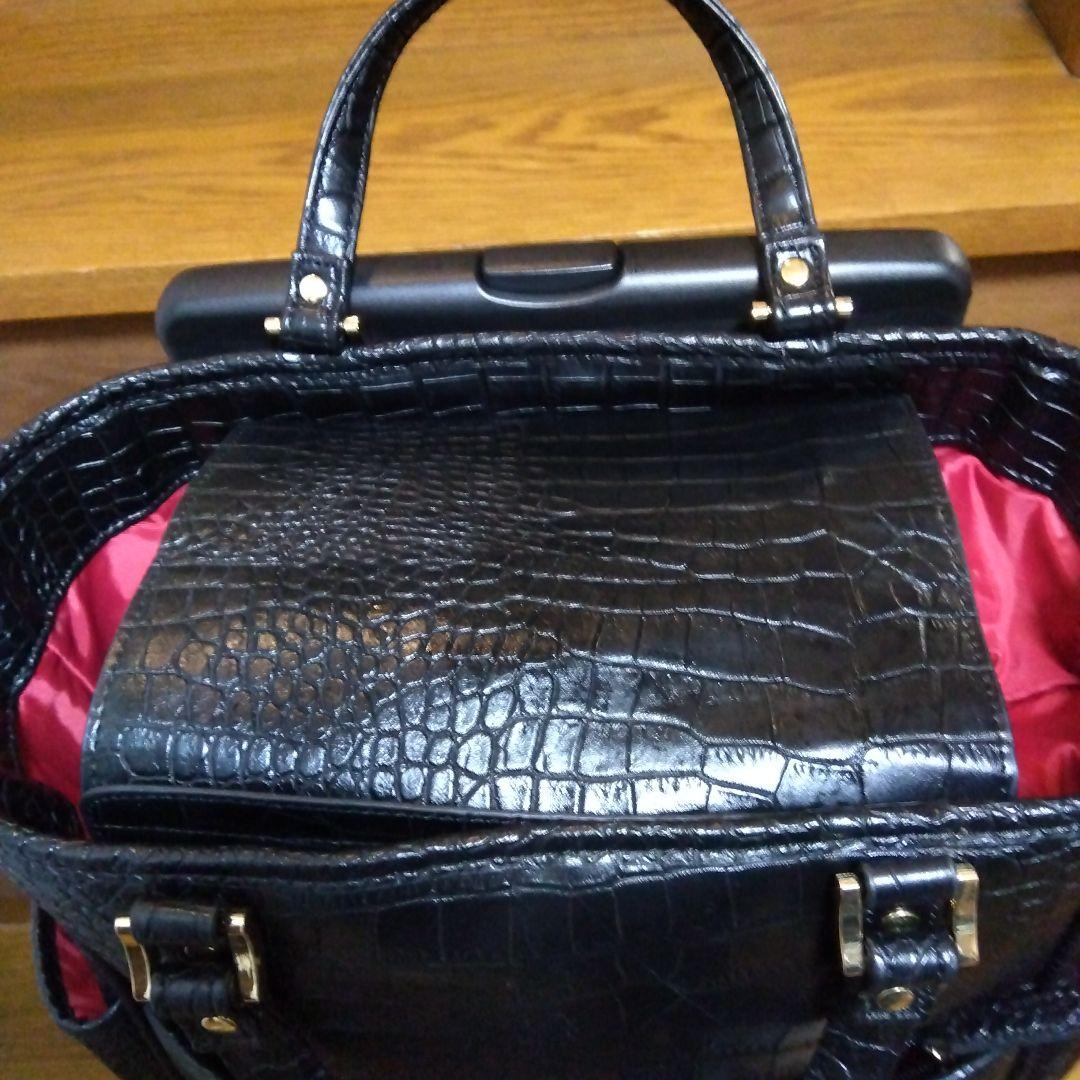 スワニー　ブラック クロコダイル風 キャリーケース　キャスターバック