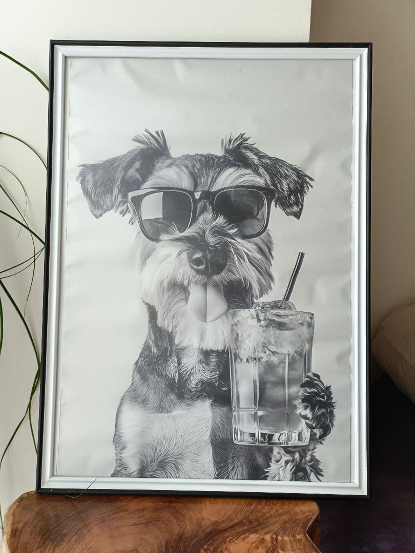 犬のモノクロアート 【A2アートポスター＋フレーム付き】