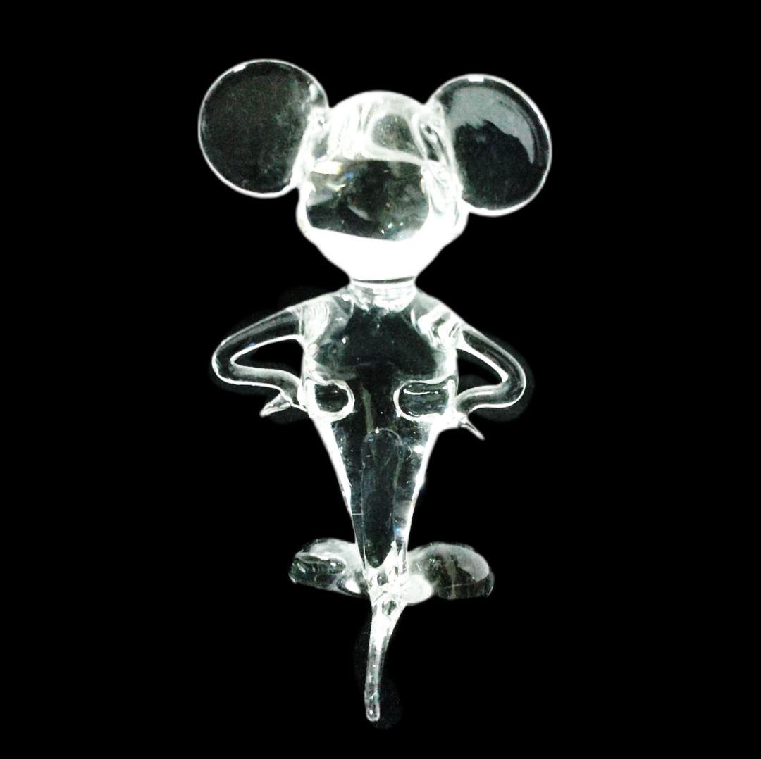 ミッキーマウス【Disney】ガラス製 置物 クリスタル インテリア