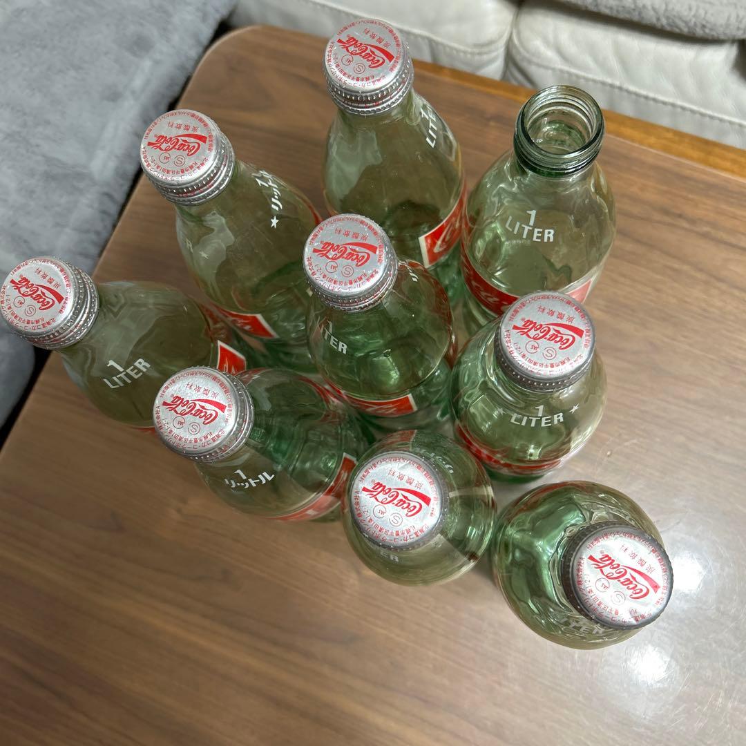 お値下げしました。レトロ　 コカ.コーラ1リットル瓶9本&プラケース