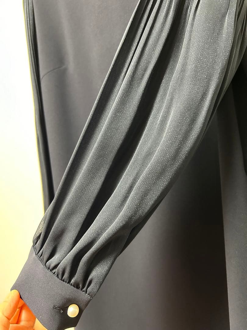 【超美品】 23区 トリアセダブルジョーゼット ワンピース ネイビー系38