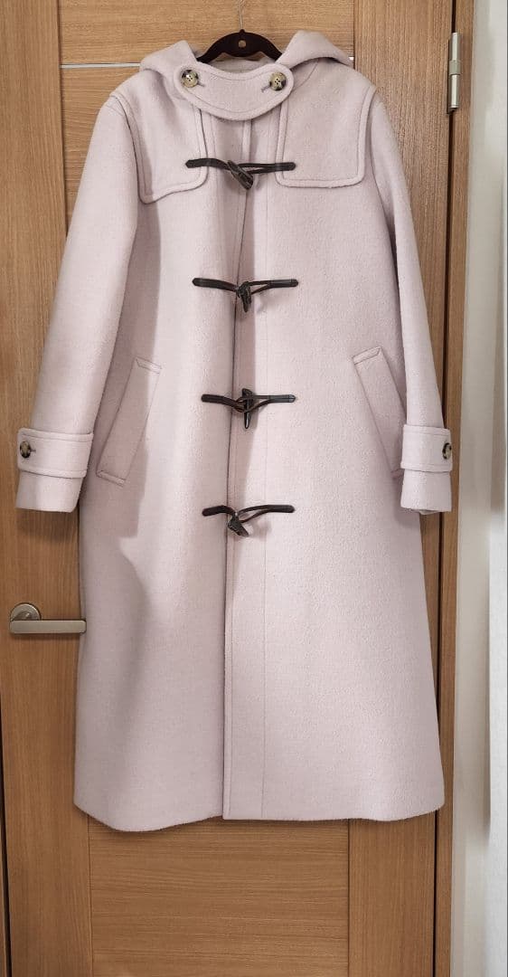 LOUNIE ロングダッフルコート フード付き　ピンクベージュ38サイズ