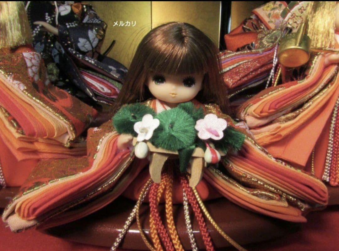 リカちゃん★親王 三人官女☆五人飾り台付 お雛様 雛人形★カスタム